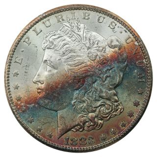 1883 - Cc Gsa Hoard Morgan Silver Dollar,  Ngc Ms63 Star,  Monster Rainbow Toning