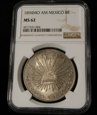 1894 Mo Am Mexico 8 Reales Ngc Ms62