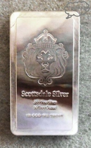 Scottsdale 10 Oz.  Lion Prey {unc}.  999 Fine Silver Bullion Stacker Bar