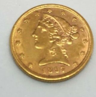 1897 Liberty Head Gold Five Dollar Coin - You Grade Coin