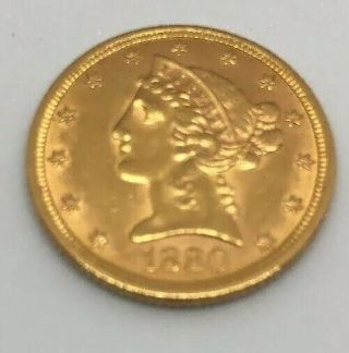 1880 Liberty Head Gold Five Dollar Coin - You Grade Coin