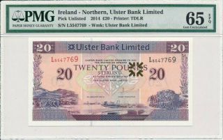 Ulster Bank Limited Ireland - Northern 20 Pounds 2014 Pmg 65epq