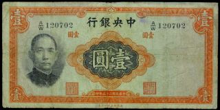 1936 China Banknote 1 Yuan F