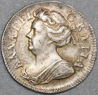1706 Anne 2 Pence Great Britain Au 1/2 Groat Silver Coin (19021803r)