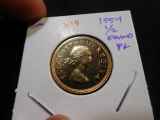 X14 South Africa 1954 Gold 1/2 Pound (sovereign) Proof - Like