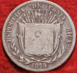 1875 Costa Rica 10 Centavos Silver Foreign Coin