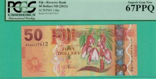 Fiji 2012 50 Dollars P 118a Pcgs 67 Gem Unc Not Pmg
