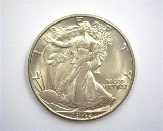 1942 - D Walking Liberty Silver 50 Cents Gem,  Uncirculated