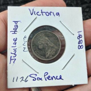 1888 Great Britain Victoria Silver Sixpence - Km758 - 1126