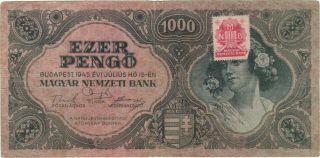 1945 1000 Pengo Hungary Currency Banknote Note Money Bank Bill Cash Budapest Ww2