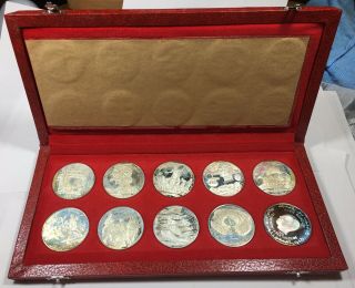 1969 Tunisia Sterling Silver Proof 1 Dinar (10) Coin Set