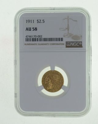 Au58 1911 $2.  50 Indian Head Gold Quarter Eagle - Graded Ngc 869