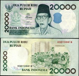 Indonesia 20000 20,  000 Rupiah 1998/1999 P 138 Unc