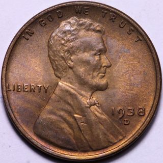 Bu 1938 - D Lincoln Wheat Cent Penny R6re