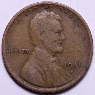 1911 - D Lincoln Wheat Cent Penny J3ah