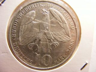 Germany 2000 - F Silver 10 Mark Proof With Tone,  Km 202,  One Year Type