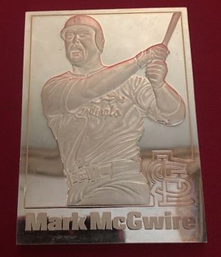 2000 Mark Mcgwire St.  Louis Cardinals 8 Troy Ounce.  999 Silver Bar Card 248grams