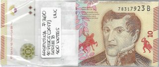 Argentina Bundle 100 Notes 10 Pesos (2017) Suffix B P 360 Unc