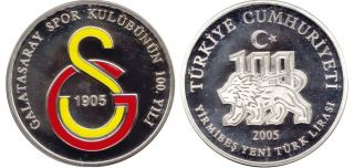 Turkey 2005 100.  Ann Of The Galatasaray Sports Enameled Silver Coin Km1191 Proof