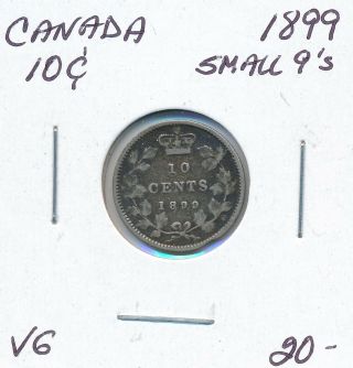 Canada 10 Cents Victoria 1899 Small 9 