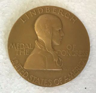 Charles Lindbergh 2 3/4 " Bronze Medal Of The Congress United States Of America
