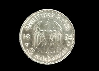 1934 - F 5 Silver Reichsmark With Swastikas
