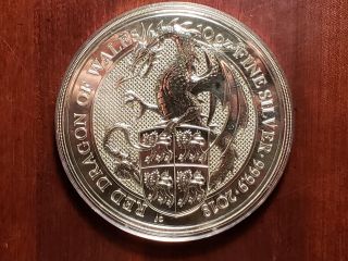 2018 Queens Beast Red Dragon Of Wales 10 Oz Silver Bu