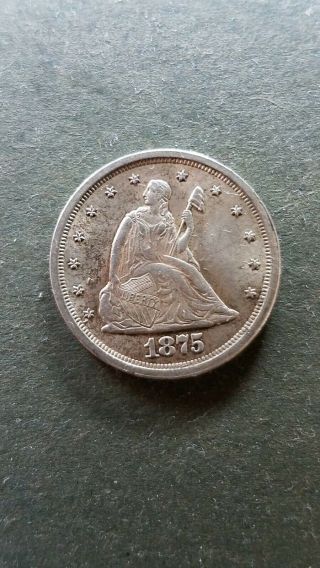1875 - S Twenty Cent Piece Almost Uncirculated