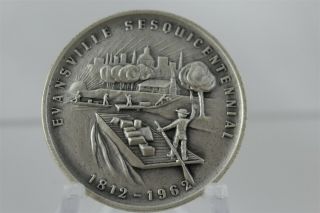 Evansville Indiana Sesquicentennial Silver Commemorative Medal.  975 Silver 3