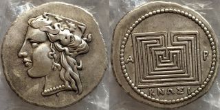 Ancient Greek Crete Labyrinth Of The Minotaur Tetradrachm Coin