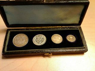 1884 Silver Maundy Money Set Queen Victoria Plus Presentation Box