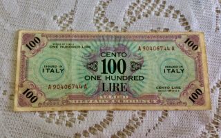 1943 A Ww Ii Allied Military Currency Italy 100 Lire