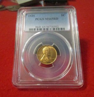 1935 Pcgs Ms 65 Rd Red ​lincoln Wheat Cent/penny  Mf - 1990