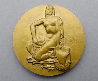 French Medal.  Nude Woman Marianne Female Gallia.  Art Deco.  By Marcel Benard.