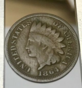 1864 Bronze Indian Head Cent Penny,  Circulated,  Ungraded.  1c One Cent.