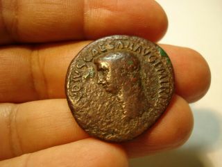 Ancient Rome Ae As Claudius Obv.  Bare Head Rev.  Minerva