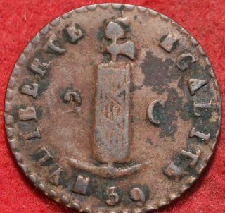 1842 Haiti 2 Centimes Foreign Coin