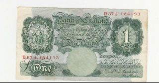 1 Pound Vg - Fine Banknote From England 1948 Pick - 369b
