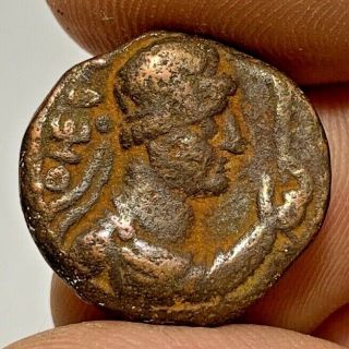 Ancient Indo Greek Bronze Coin Tetradrachm Soter I 7.  7gr 22.  3mm