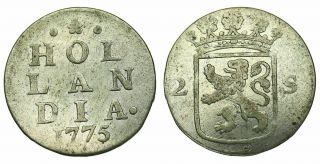 Netherlands - Provincial Holland - Old 2 Stuiver 1775 Silver (6356