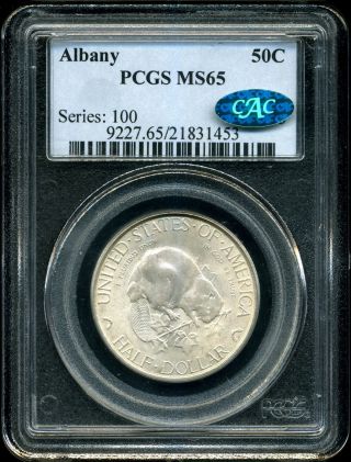 1936 50c Albany,  York Commemorative Half Dollar Ms65 Pcgs Cac 21831453