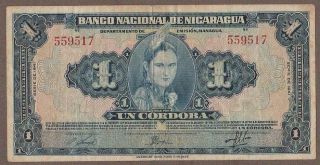 1941 Nicaragua 1 Cordoba Note