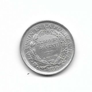 Bolivia:50 Centavos 1899 Silver Vf,  (see Scans)