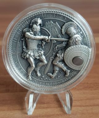 Niue Demigods Achilles Vs Hektor 2 Oz Silver Coin 2017,  Box
