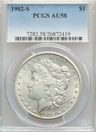 1902 - S $1 Morgan Silver Dollar Pcgs Au58 18 - 01579