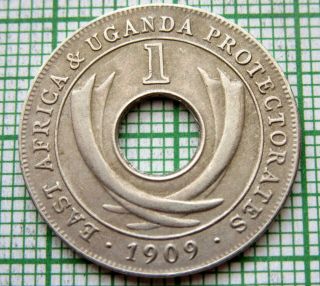 British East Africa & Uganda Protectorates Edward Vii 1909 One Cent