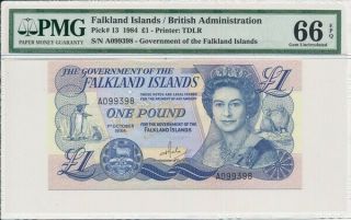 Government Of Falklands Islands Falkland Islands 1 Pound 1984 Pmg 66epq