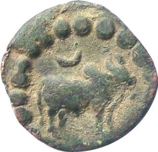 Nepal Lichchavi Pashupati Copper Coin 641 - 80 Ad Narendra Deva Cat G.  2b97 Vf