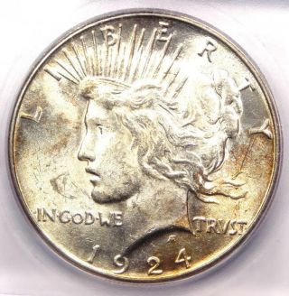 1924 - S Peace Silver Dollar $1 - Icg Ms63 - Rare Certified Bu Coin - $500 Value
