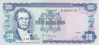 10 Dollars Aunc - Unc Banknote From Jamaica 1992 Pick - 71d